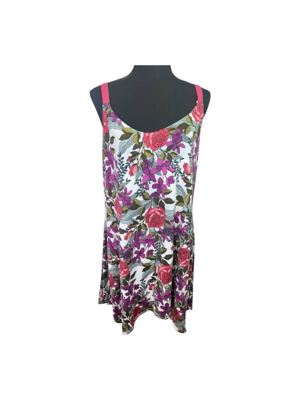 Lilac & London Adjustable Strap Nightgown XXL Sleeveless Chemise Pink Floral